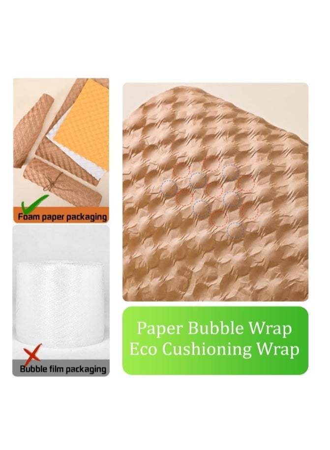 1 Roll 10 Meters X 29CM Paper Bubble Wrap Eco Cushioning Wrap Sustainable Alternative To Bubble Wrap For Moving Shipping Packing Roll,Eco Friendly Bubble Wrap Alternative Roll Kraft Paper Packing - Image 2